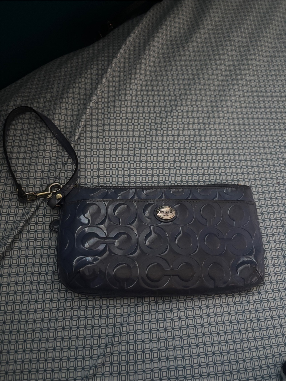 Coach Patent Navy Embossed Purse